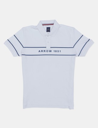 Arrow printed white men t shirt in cotton
