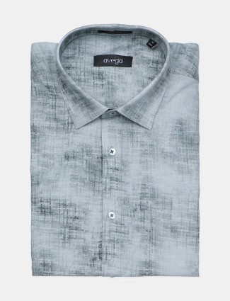 Avega dark grey cotton printed formal shirt