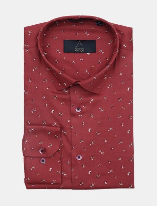 Avega printed maroon cotton shirt for men