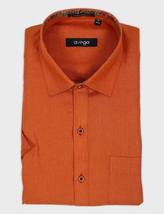 Avega rust orange solid mens shirt