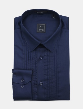 Avega solid navy formal cotton shirt for mens