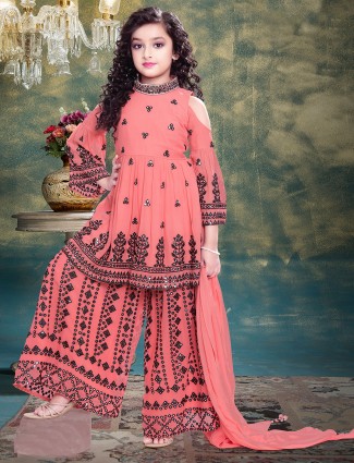 Babies peach tint sharara suit for wedding sessions