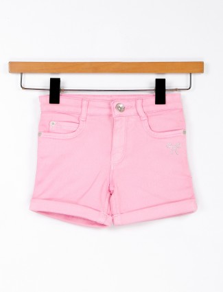 Baby pink denim shorts