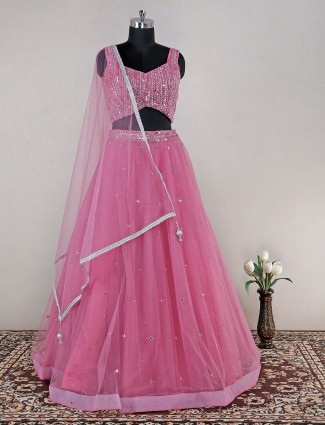 Beautiful pink lehenga choli in net