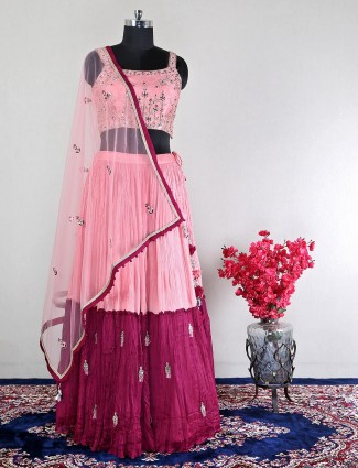 Beautiful pink georgette lehenga choli for wedding