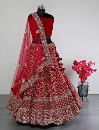 Beautiful red silk lehenga choli for wedding