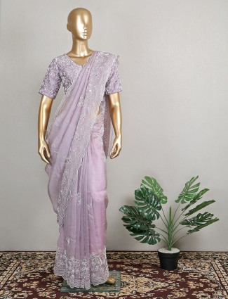 Beautiful tissue silk saree in violet