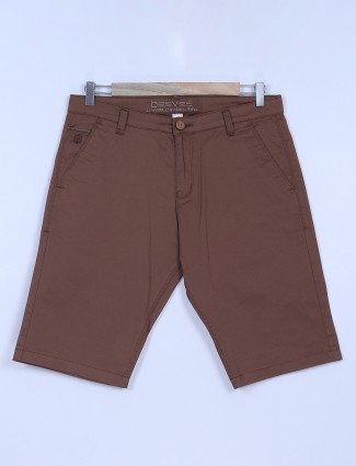BeeVee brown solid shorts in cotton