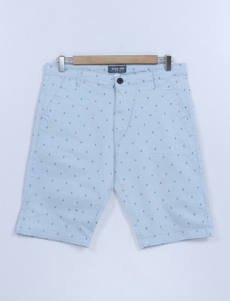 Beevee printed sky blue cotton shorts