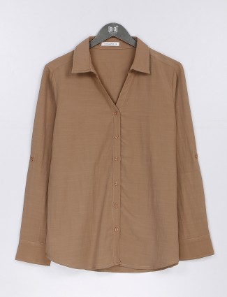 Brown rayon cotton full sleeves shirt
