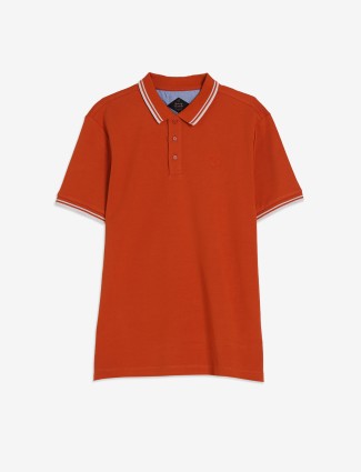 BEING HUMAN orange plain polo t-shirt