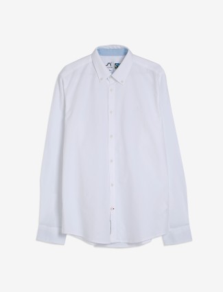 BEING HUMAN white plain casual cotton shirt