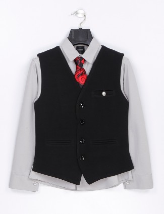 Black and grey silk waistcoat set