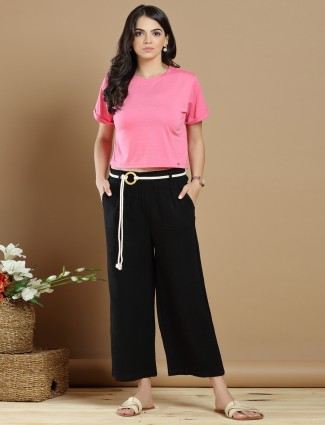 Black linen palazzo pant for casual wear