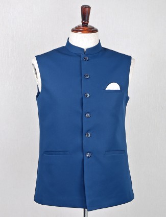 Blue terry rayon waistcoat  for wedding