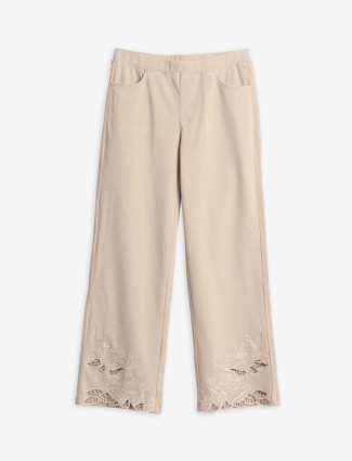 Boom cotton beige ankle length jeggings