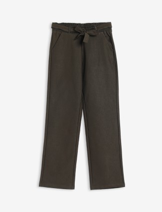 Brown cotton plain pant