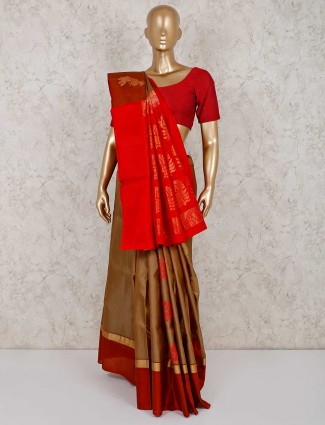 Brown south silk festive saree