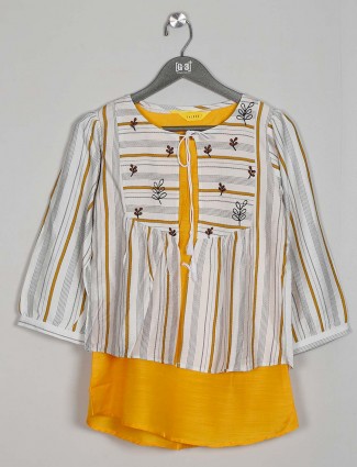 Casual wear cotton top in beautiful white and yellow