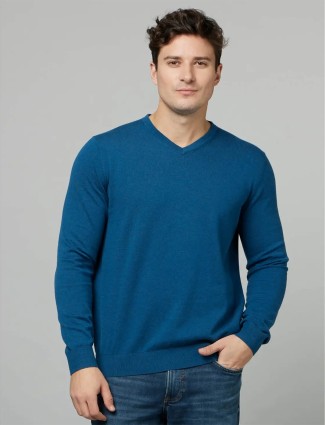 Celio blue knitted full sleeves t shirt