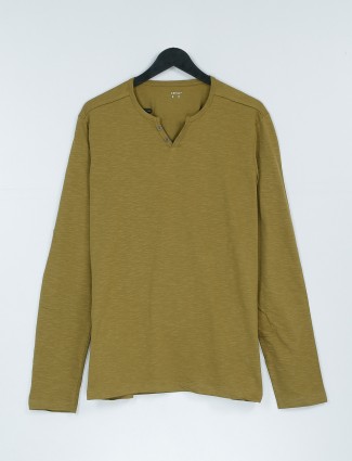 Celio cotton olive long sleeves t shirt