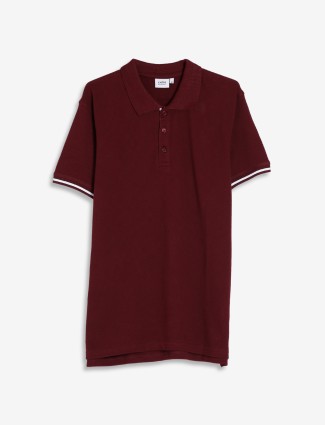 Celio maroon plain polo t shirt