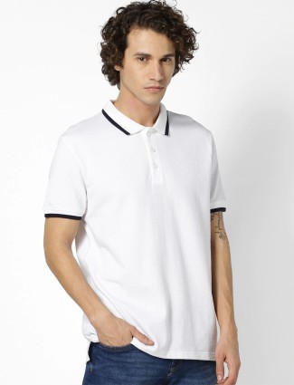 Celio solid white slim fir cotton t-shirt