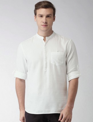 Celio white solid cotton shirt