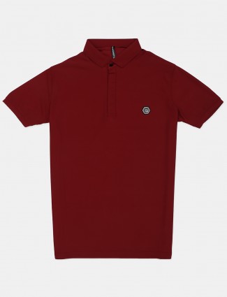 Chopstick maroon solid polo t-shirt
