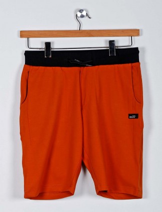 Chopstick orange solid shorts in cotton