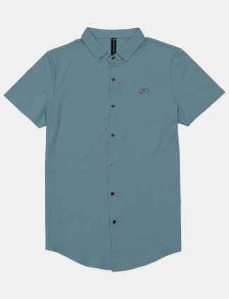 Cookyss cotton casual wear stone blue shirt