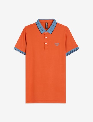 Cookyss cotton orange plain t shirt