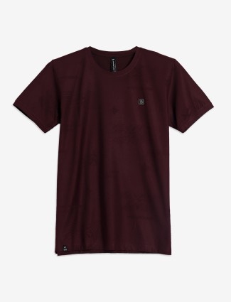 Cookyss maroon printed half sleeve t-shirt
