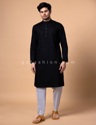 Cotton black kurta suit for men