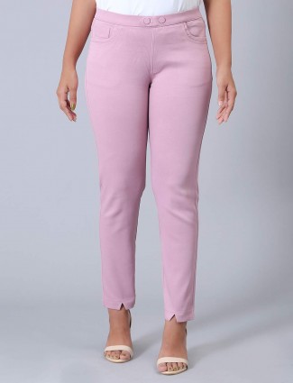 Cotton casual wear pink jeggings