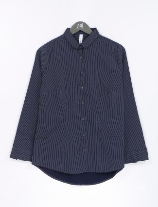 Crimsoune Club navy cotton stripe shirt