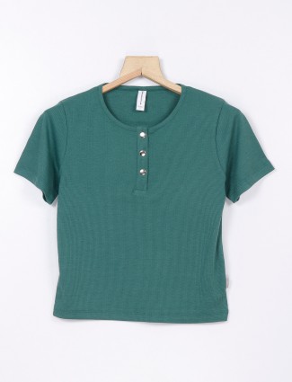 Crimsoune Club green plain knitted t shirt