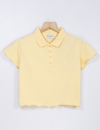 Crimsoune Club light yellow plain t shirt