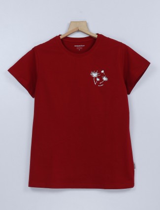Crimsoune Club maroon plain cotton t shirt