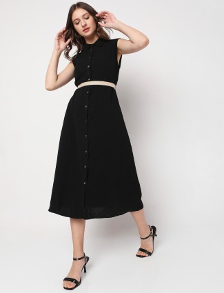 Deal black cotton plain dress