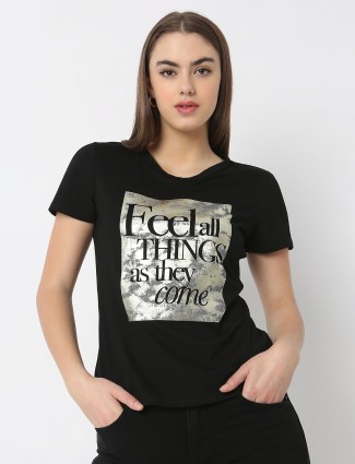 DEAL cotton black half sleeves t-shirt