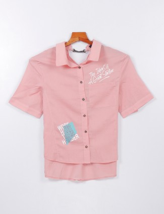 Deal cotton light pink printed shirt