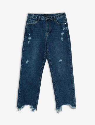 Deal dark blue ripped straight jeans