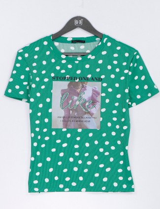 Deal green cotton printed t shirt