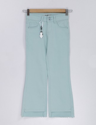Deal green solid flare jeans