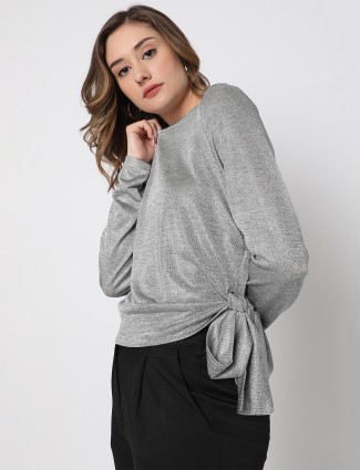 Deal grey plain knitted top