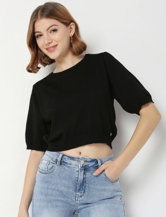 Deal knitted plain top in black