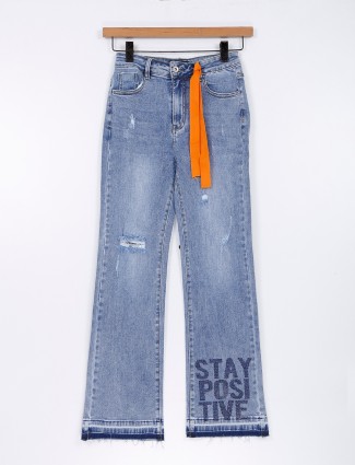 Deal light blue solid straight jeans