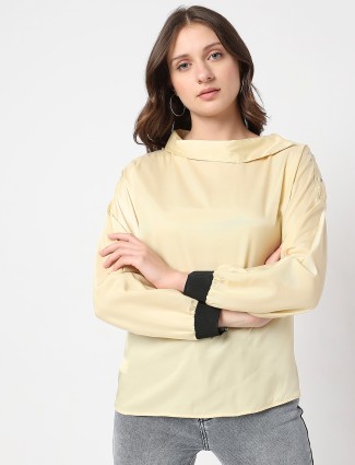 Deal light yellow plain silk top