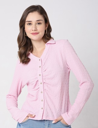Deal pink lycra full sleeve shirt